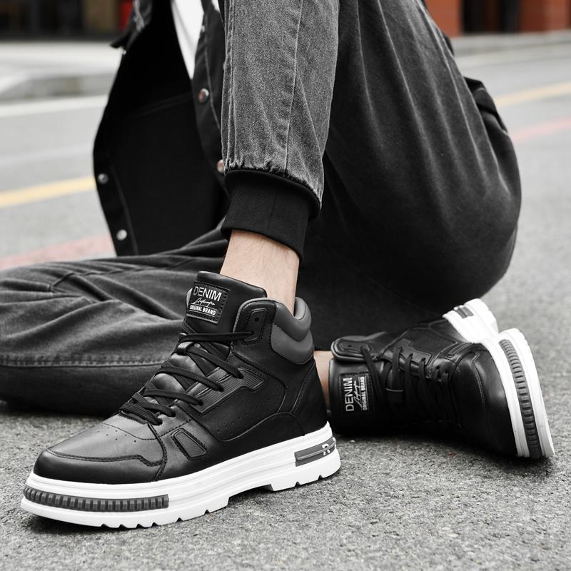 Moda FUQIAO Nuove Scarpe con Rialzo Alte Casual Sneakers da Uomo Aumento Altezza 8cm Pelle Scamosciata di Mucca Scarpe Casual da Designer