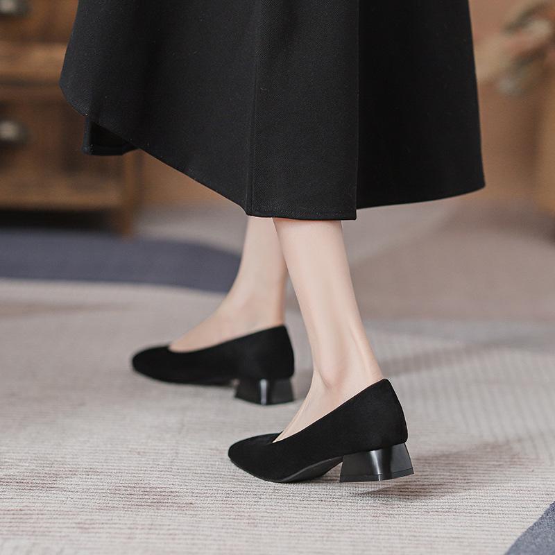 Damen Square Toe Chunky Heel Arbeitsschuhe - Bequemes Weiches Leder, Nicht Ermüdend für Lange Stehstunden, Ideal für Professionelle Bürokleidung