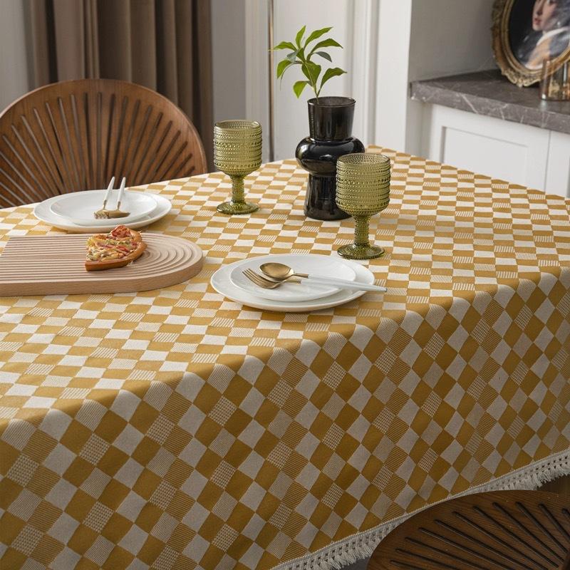 Country Woven Thickened Fringed Table Cloth Jacquard Fabric Rectangular Tablecloth Tablecloth Light Luxury High Sense