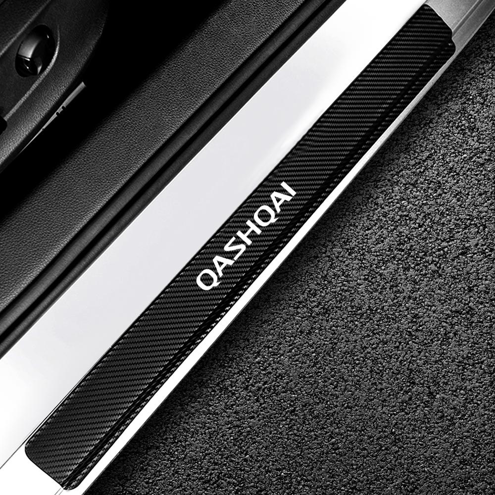 ARE4 4PCS Car Door Sill Carbon Fiber Sticker Threshold Side Anti Scratch Tape Decal For Nissan Qashqai Nismo Versa Juke Kicks Patrol