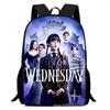 Wednesday 3 School Bag Printing Casual Multifunctional Cross-Border Backpack Straight Hair