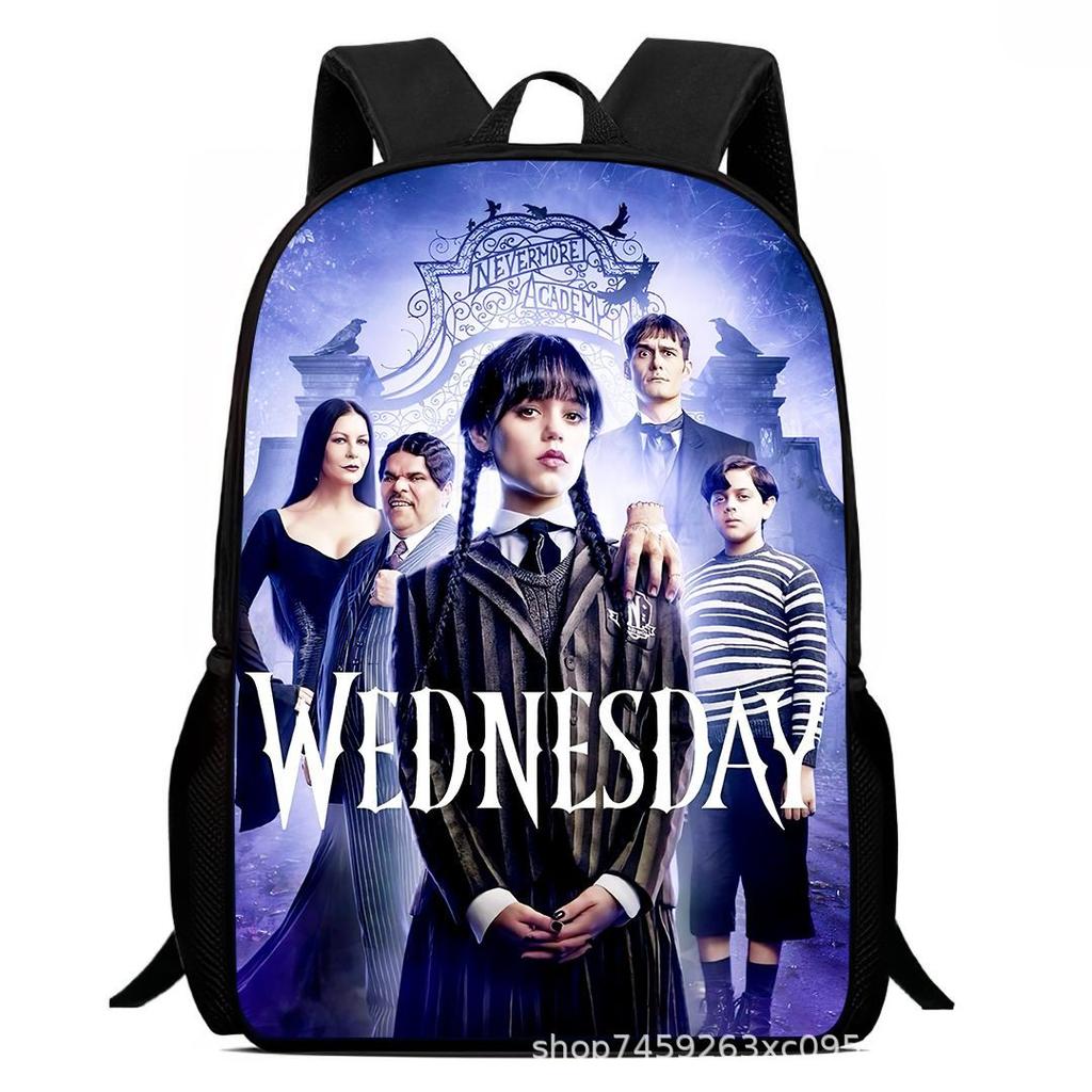 Wednesday 3 School Bag Printing Casual Multifunctional Cross-Border Backpack Straight Hair