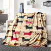 Adorable Dachshund Pattern Home Customize Your Name Blankets Soft And Cozy For All Seasons Perfect For Picnics Sofa Office Bed Living Room Ideal Gift