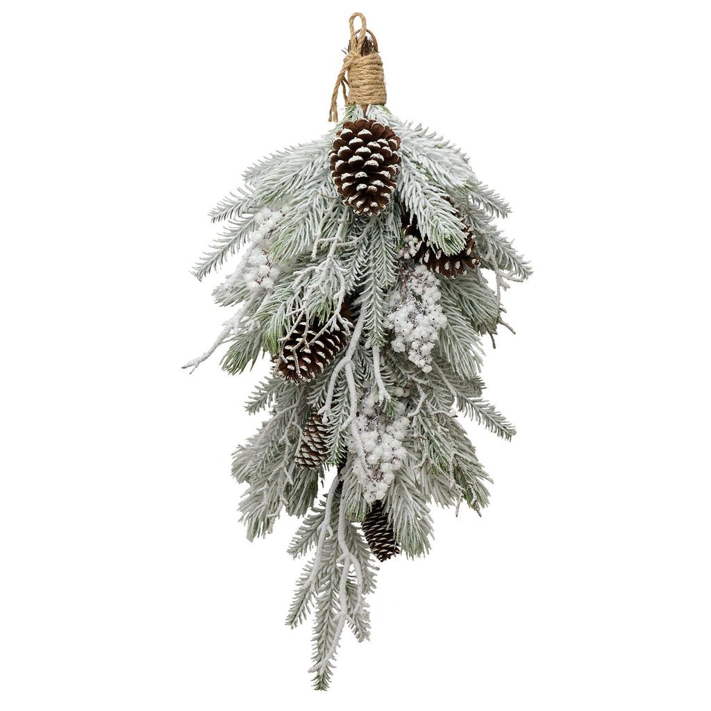 Snowy Pine Foliage with Cone Decoration - 26