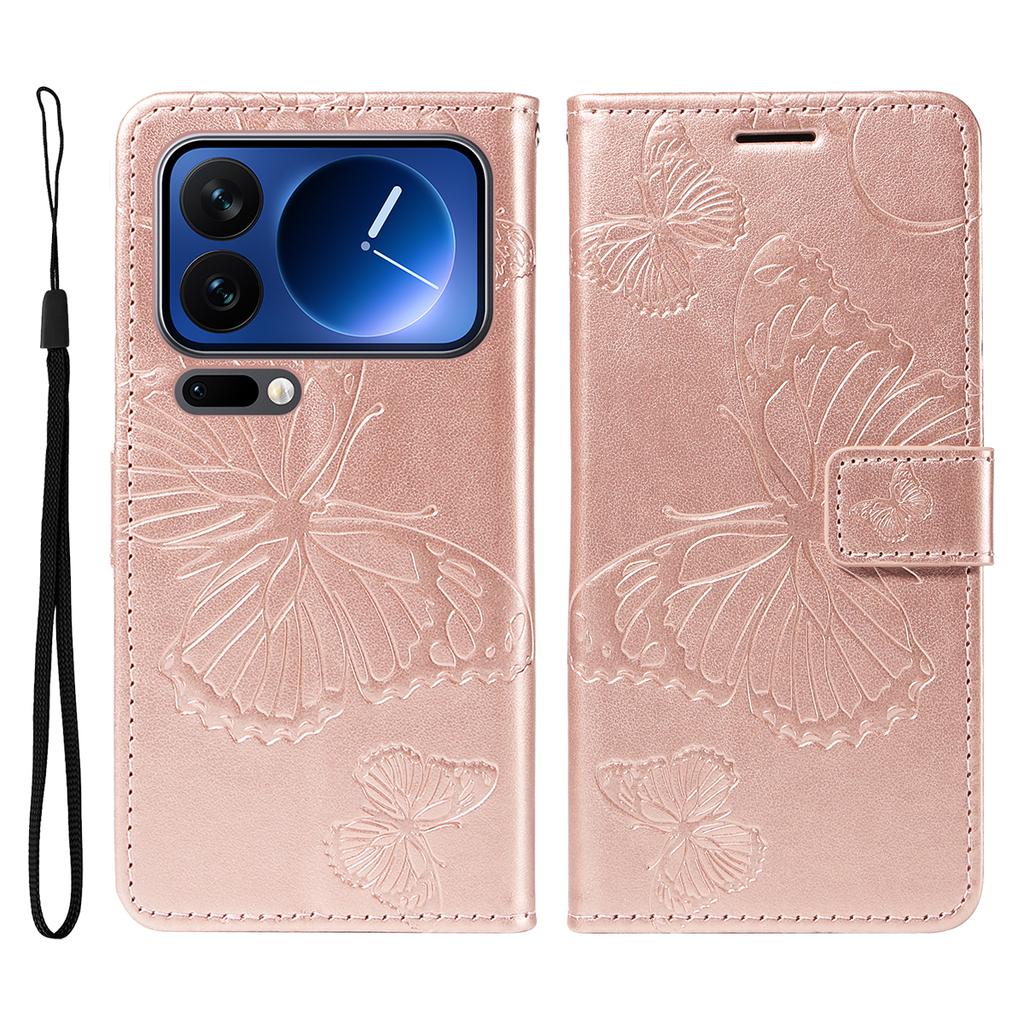 For Xiaomi 17 Pro Wallet Case Floral Butterfly Imprinted Leather Phone Cover Stand -  Green