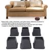 6Pcs 3 Inch Trapezoid Furniture Risers Sofa Leg Pads for Bed Table Cabinet Sofa Feet Black