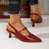 Fashion Pointed Toe Women Sandals High Heels Shoes Slippers Sexy Slingback 2025 Trend Dress Leather Shoes Summer Elegant Sandalias Mujer