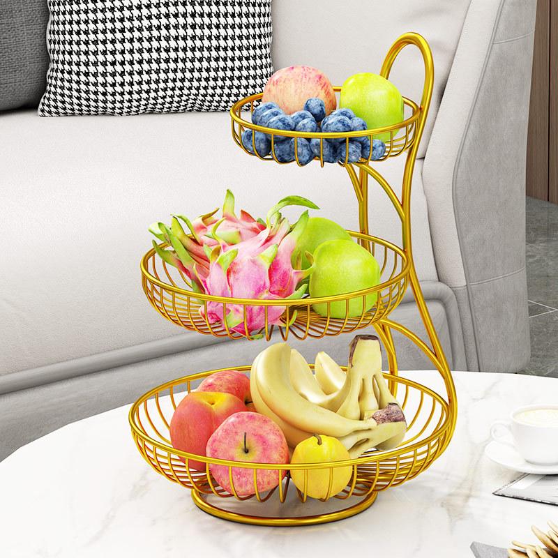 Cesto Frutta A 3 Ripiani In Metallo Oro – Portafrutta A Forma Di Foglia Di Loto, Salvaspazio, Con Ganci Per Banane E Uva, Decorazione Moderna