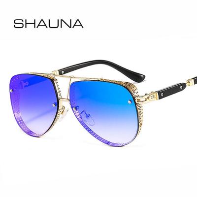 SHAUNA Vintage Gothic Steampunk Okulary Kobiety Retro Metal Pilot Punk Odcienie Mężczyźni UV400