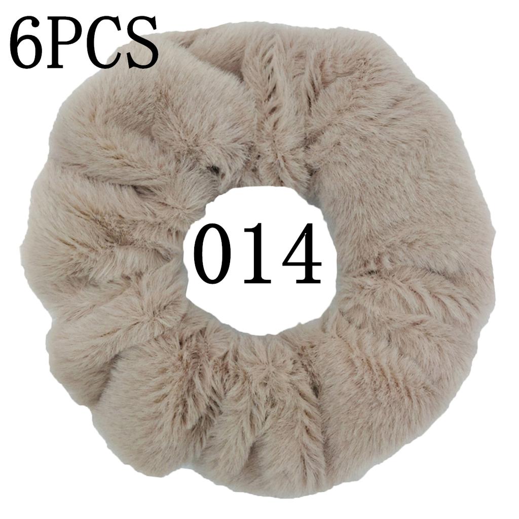 6pc Hair Scrunchies Furry Elastic Band Women Girl Ponytail Holder Rubber Ties Accessories Plush Faux Fur Soft Chiffon Headband