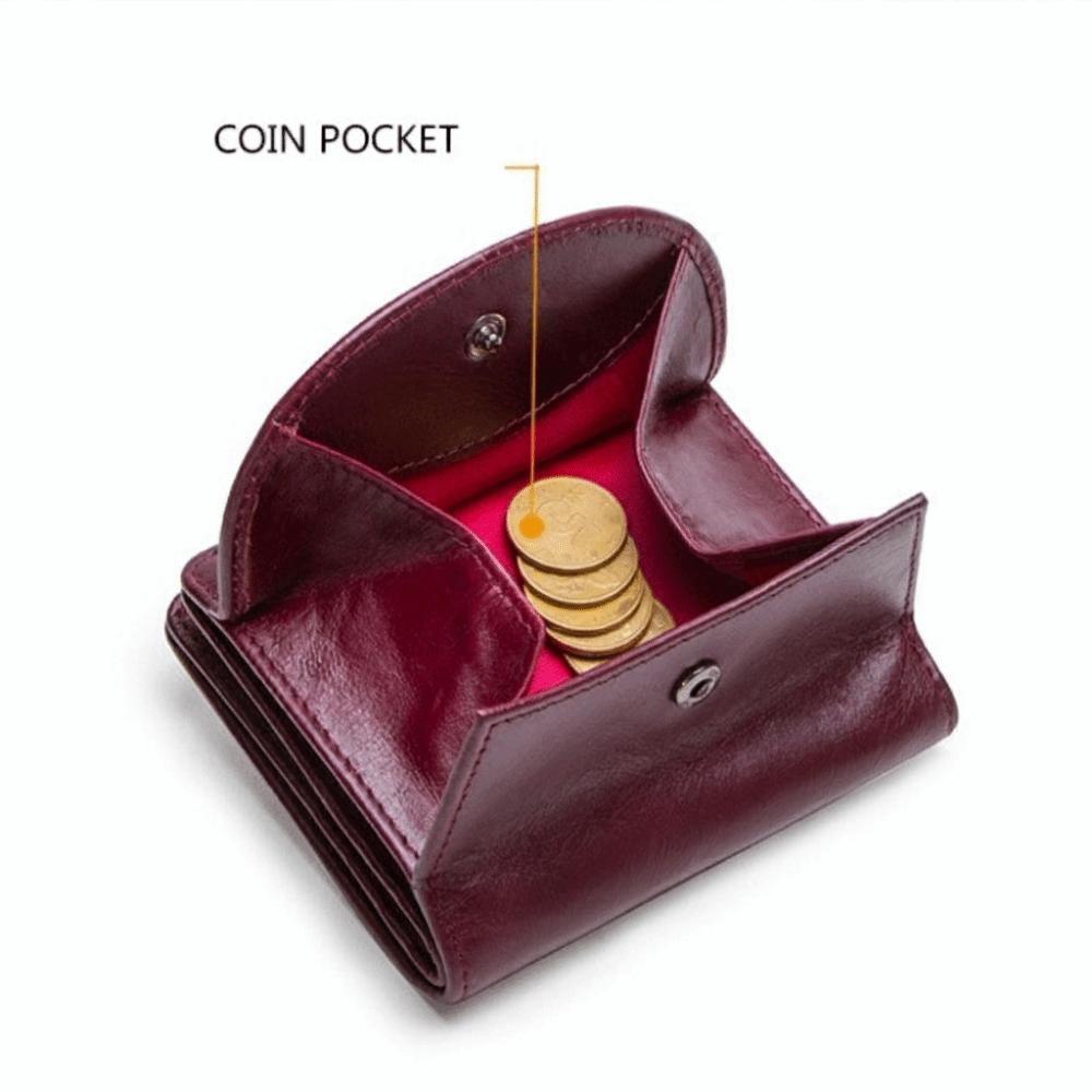 Portefeuille Rétro en Cuir Véritable Ultra Mince Pliant Porte-Cartes Bancaires Crédit RFID Pochette Portable Grande Capacité Portefeuille en Cuir de Vache Cadeau