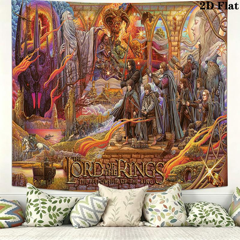 Lord Rings Wall Tapestry Aesthetic Wall Hanging Printed Fabric Blanket Decorative Tapestries for Bedroom Living Room Home Decor