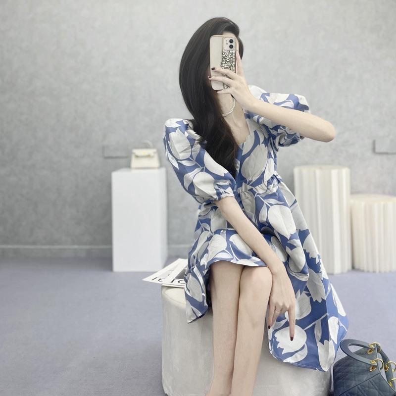 Maternity Clothes Pure Desire Wind Bubble Sleeves Floral First Love Dress Summer New Summer New Sweet Thin Dress