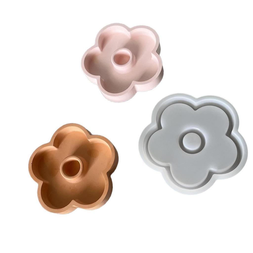 Floral Silicone Candle Holder Tray Food Grade Safe Flexible Long Candle Tray For Home Decor Party Centerpiece