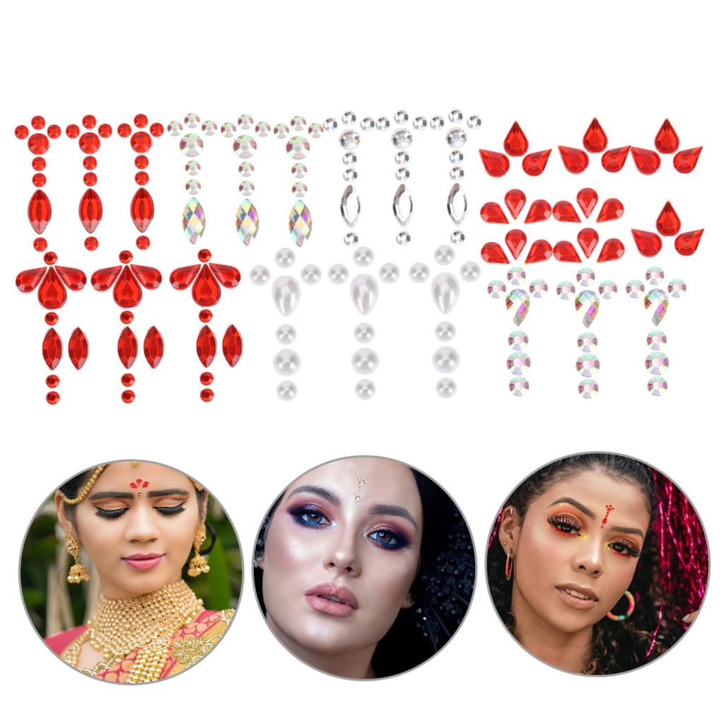 FRCOLOR 7-Piece Face Jewel Stickers for Forehead - Sparkling Face Gem Face Seals - Perfect for Halloween, Parties, Makeup, and Body Jewelry