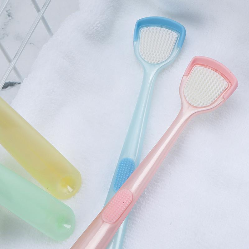 Dual-Function Soft Bristle Toothbrush & Tongue Scraper for Oral Cleaning