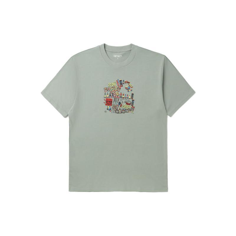 Carhartt WIP T-Shirts Men's Light Green Crew Neck Moderate Straight Fit CHXTES232037K-GRL
