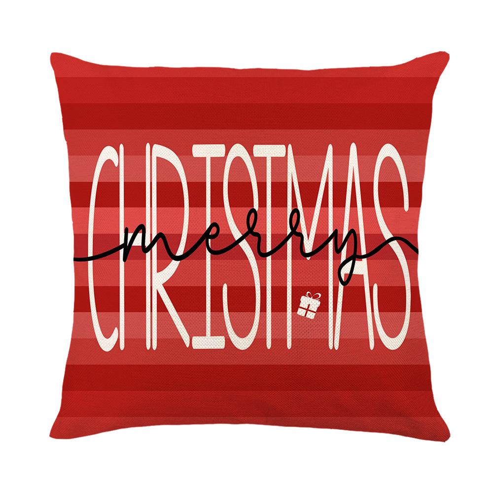 Christmas Pillow Case Home Decorative Pillow Sofa Linen Letter Print Living Room
