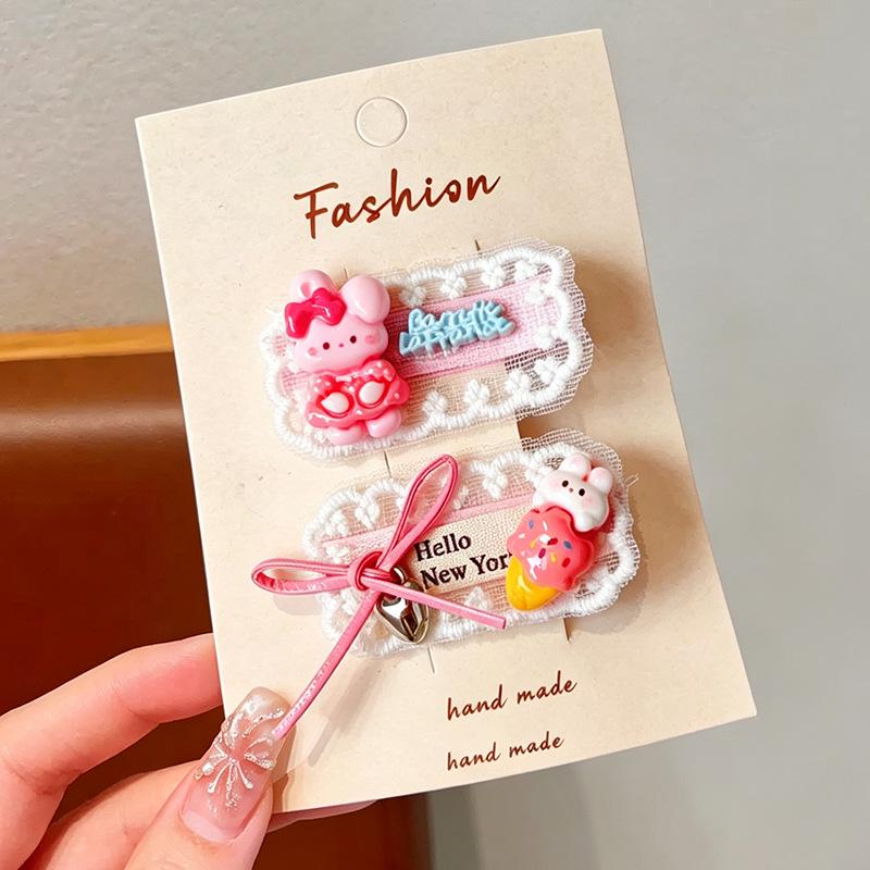 Pink 50-Piece Cute Hair Clip Set: Sweet Girly Japanese Cartoon Bangs Accessories