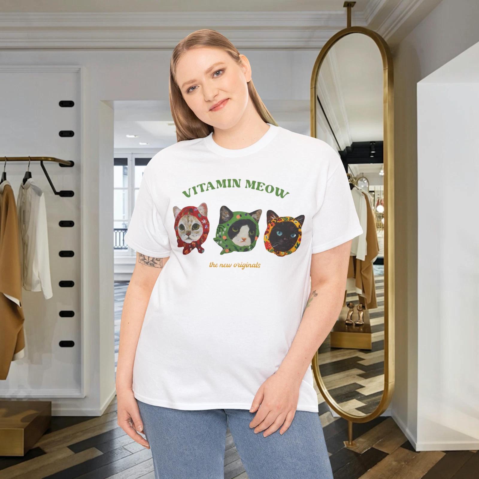 Vitamin Meow Cat Graphic T-Shirt Cute Artsy Kitty Unisex Tee 3XL