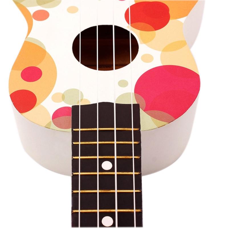 Hawaiianische Einsteiger-Ukulelen für Kinder, 4 Saiten, kleine Gitarre, buntes Blasenmuster, Akustik-Ukulele, Nylonsaiten (21 Zoll)