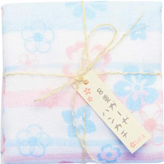Maruzen Bleached Gauze Flower 28 x 28cm 8-Layer Handkerchief, Pattern,