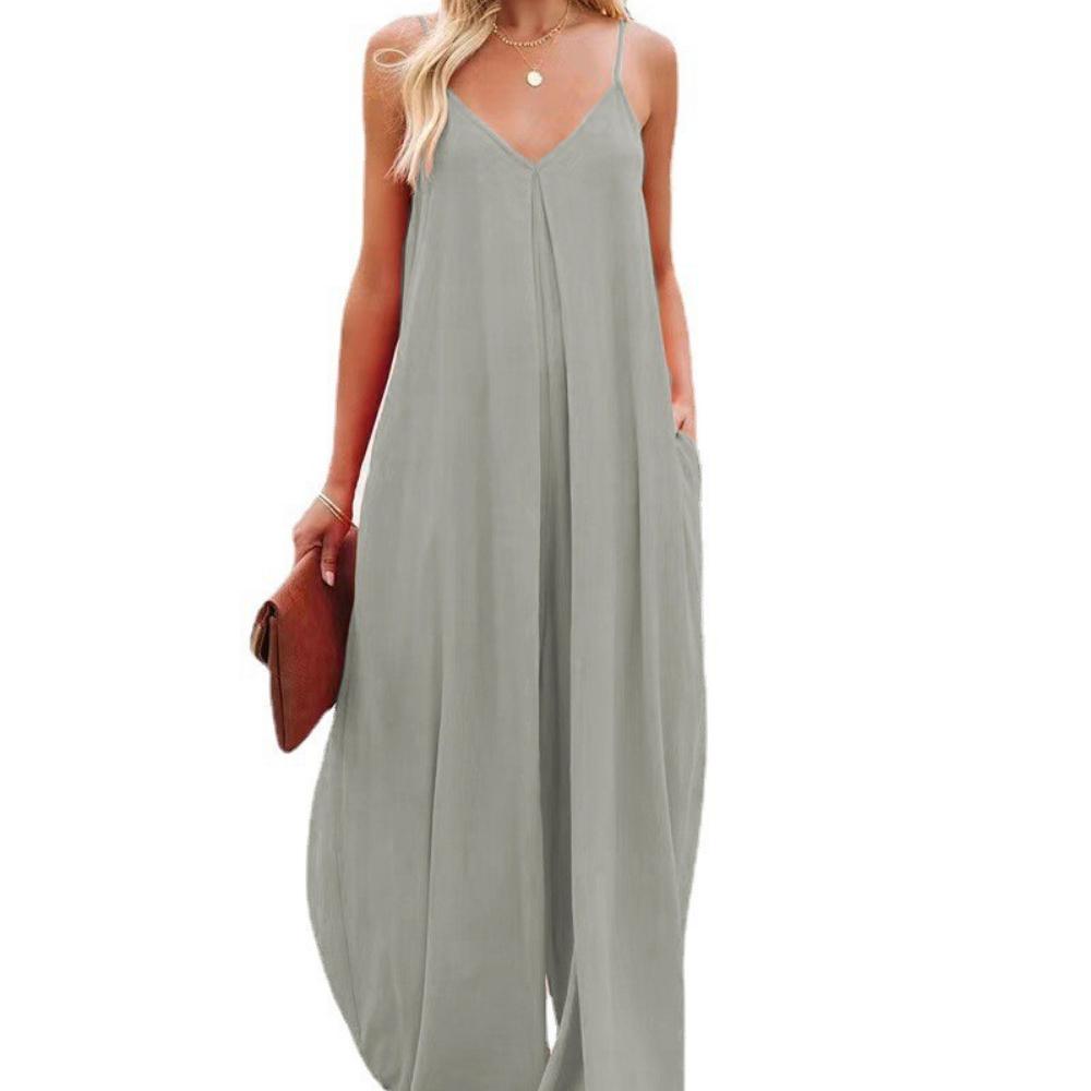 

Женские широкие брюки на бретелях 2025 года, однотонный повседневный комбинезон с карманами на лето 2XL светло-зеленый