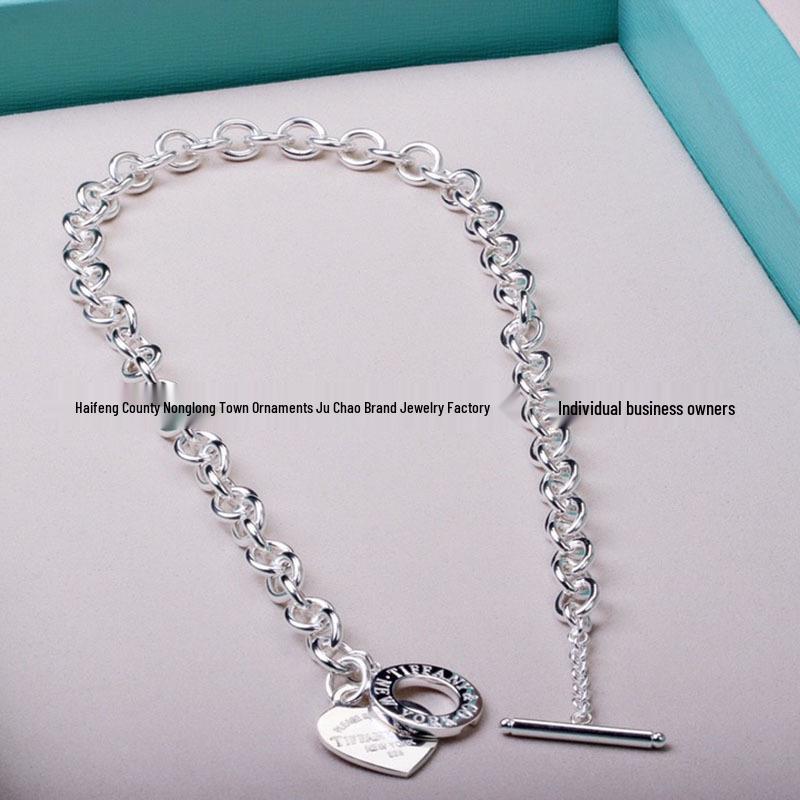 T-Love Heart OT Buckle Necklace & Letter Bracelet Women's Classic Luxury Clavicle Chain