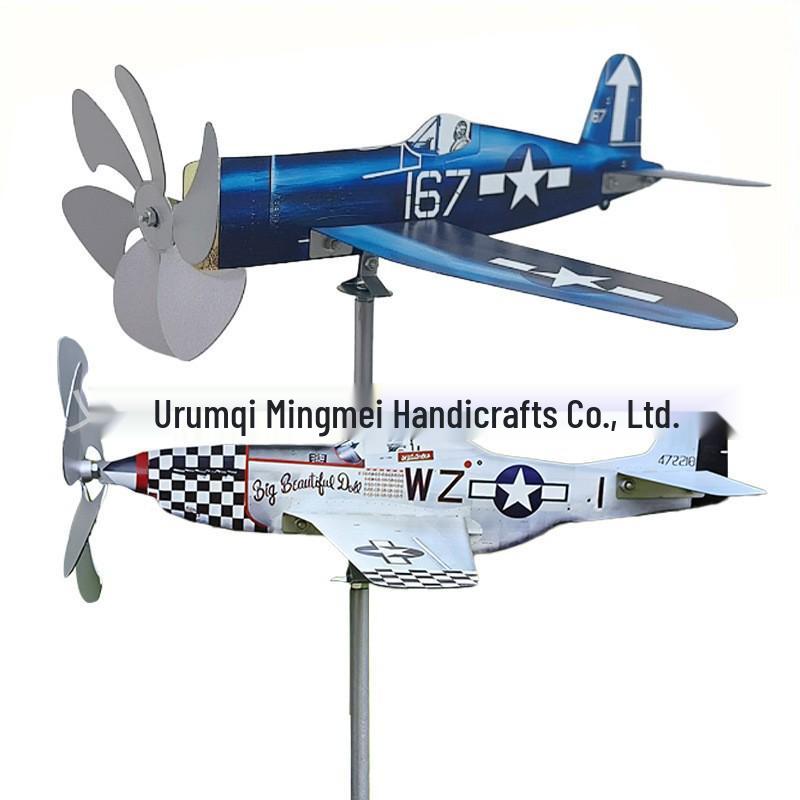 Pastoral Courtyard Windmill: Rotating Airplane Weather Vane Outdoor Ground Decor