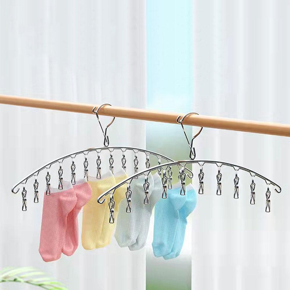 10 Pegs Clothes Dryer Rack Laundry Hanger Sock Underwear Clip Stainless Steel