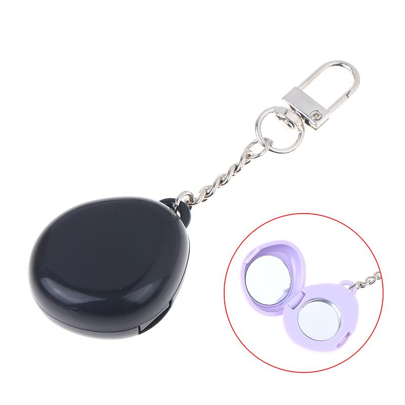 Mini Mirror Keychain Storage Box With Aluminum Disk Diy Eye Shadow Powder Blusher Plastic Empty Box Portable Pendant Gift Travel