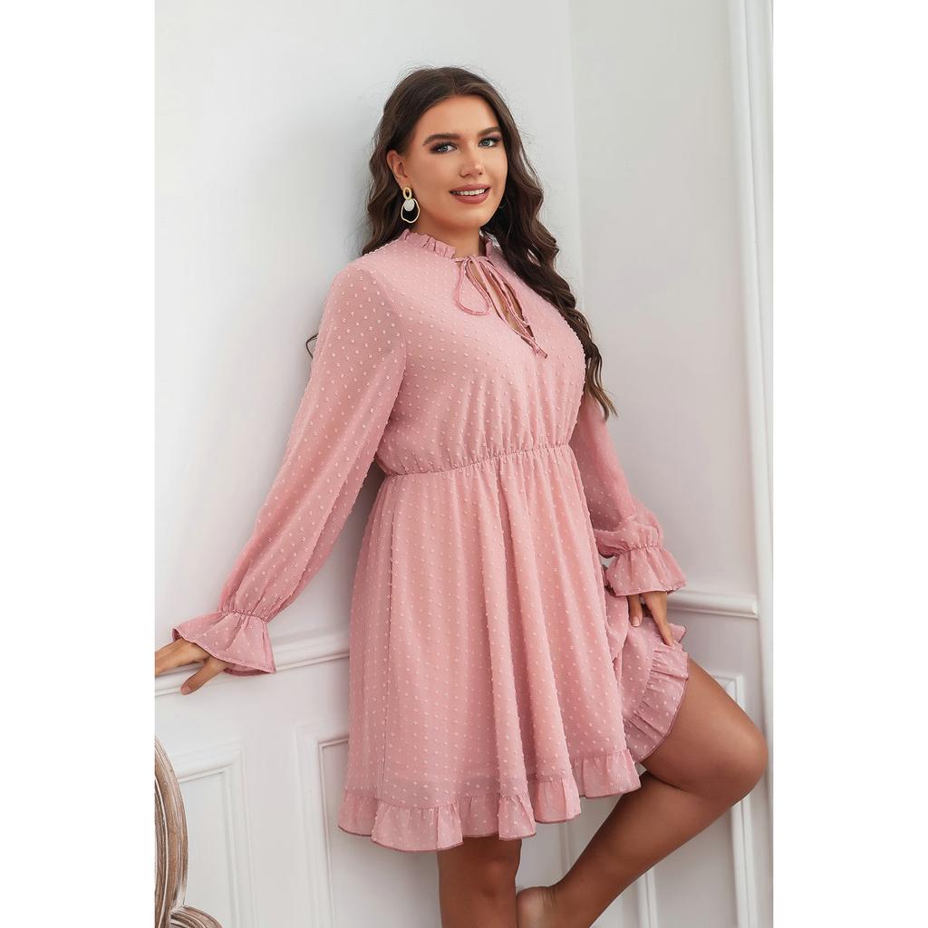 Kjole med volanger og vide lange ermer, V-hals for kvinner, blomsterprint, høy midje, sommerlig kort kjole, arbeid, ferie, festkjole, pustende lett kjole