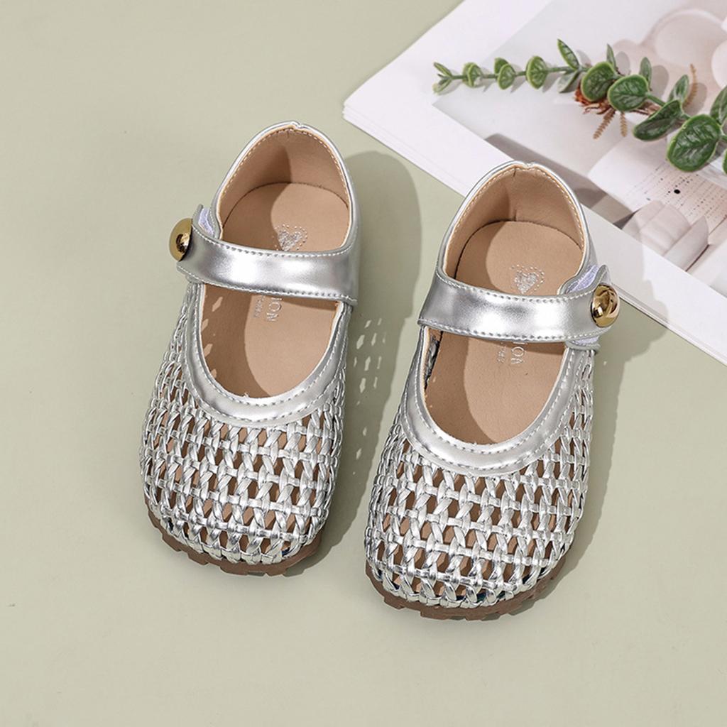 Girls Soft Sole Summer Sandals Closed Toe Breathable Woven Design Adjustable Strap Comfortable Fit Lightweight Shoes for Toddlers and Kids