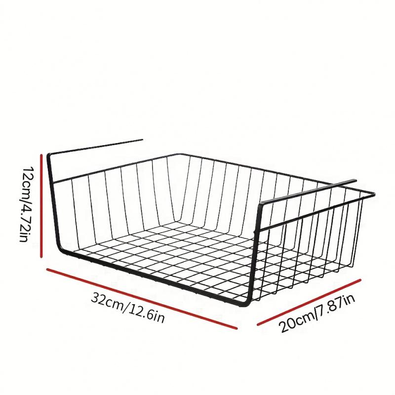 1pc hanging mesh basket iron material large capacity hanging cabinet under wall hanging wardrobe storage basket kitchen tools