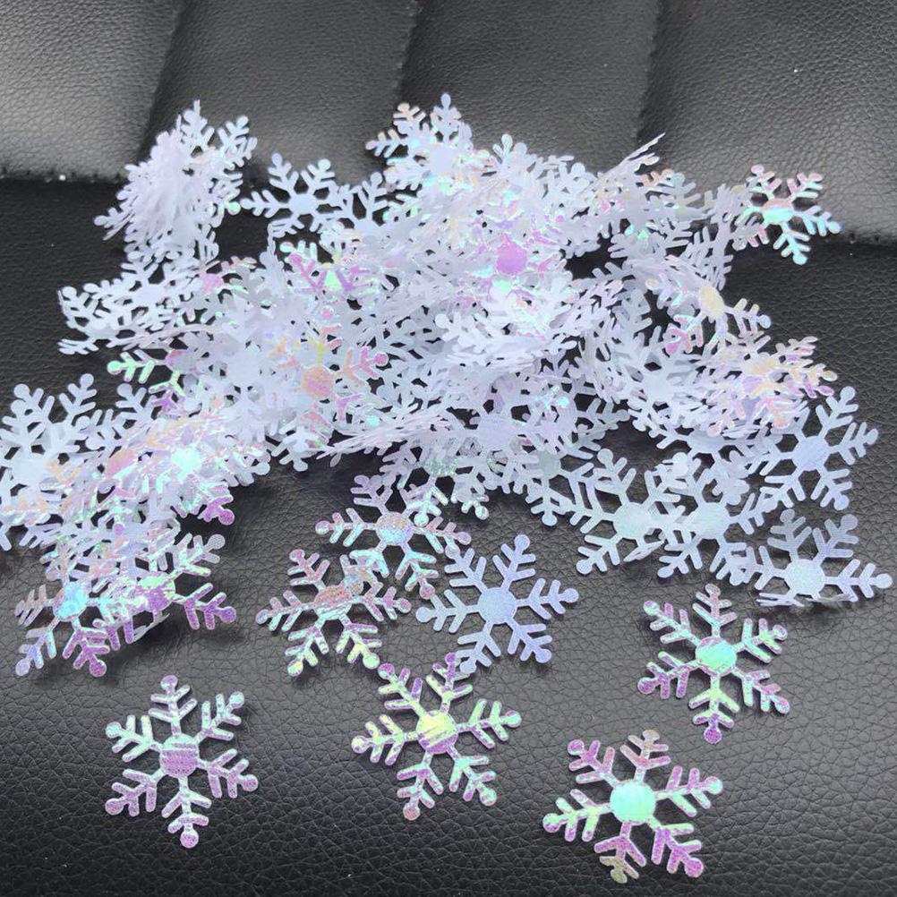 2Packs Snowflakes Confetti 1.5cm Blue Glitter Plastic Winter Wedding Christmas Party Decoration Craft DIY Home Office Bar Hotel