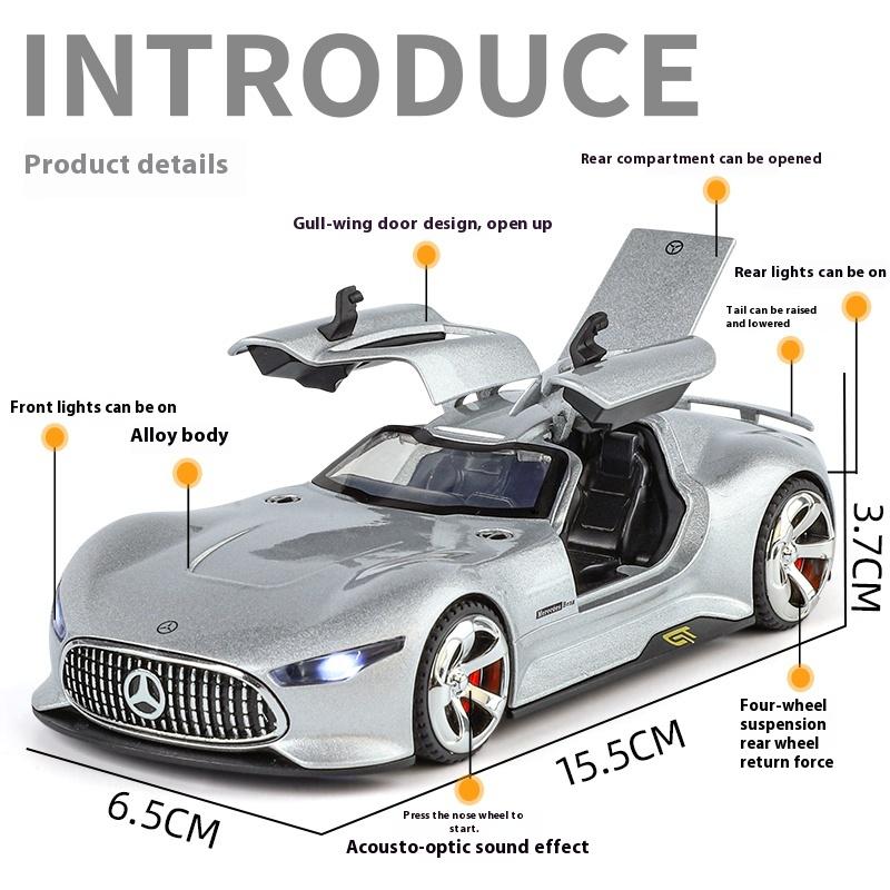 1/32 Scale Benz AMG Vision GT Supercar Alloy Diecast Car Model Sound and Light Classic Hobby Collectibles Gifts for Boyfriend