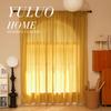 Fargerike ensfargede transparente gardiner Fransk retro lysfiltrerende personverngardiner Nordisk moderne enkel luksus transparent gardiner