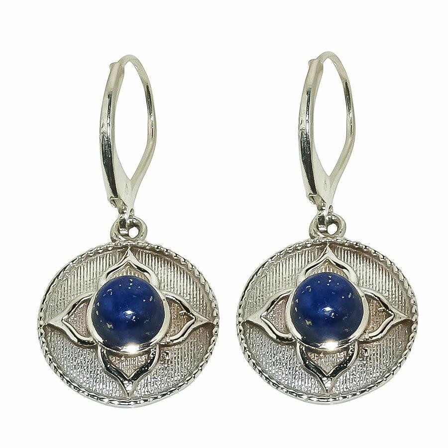 Natürlicher Lapislazuli Edelstein 925 Massiv Sterlingsilber Geschenk Ohrring 1.25" U5p95