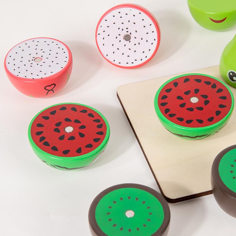 Kids' Wooden Fruit Cutting Toy Set - Educational Role-Play Kitchen Bucket
