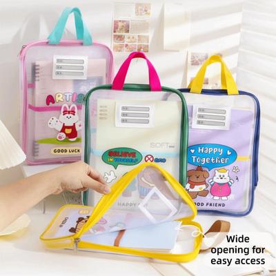 Waterproof Mesh Zipper Pouch Bag EVA Document Bag Cute Transparent File Bag  School Office Supplies