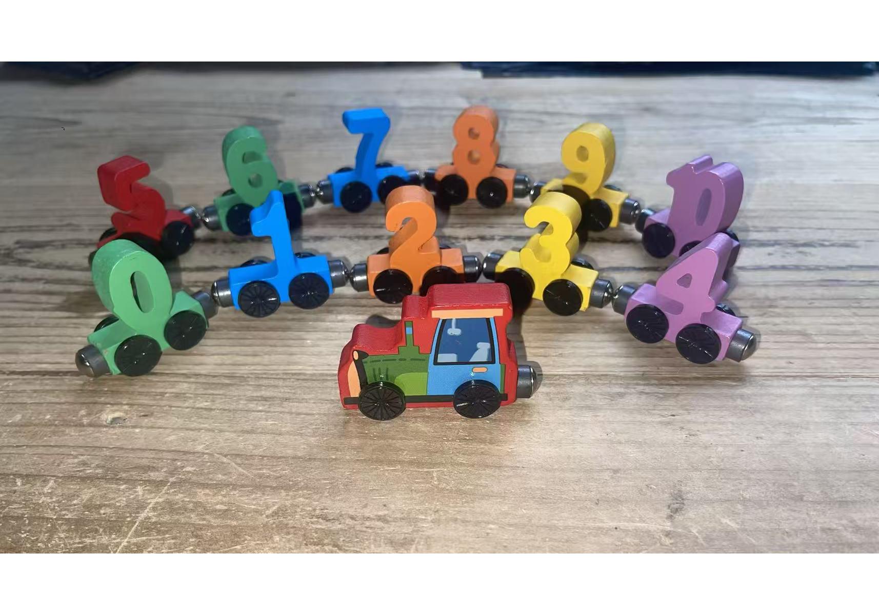 Wooden Magnetic Number Train Toy - Educational Building Blocks for Kids Aged 1-3