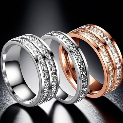 Anillo de Acero Inoxidable Titanio para Mujer - Sin Desvanecimiento, Diseño de Nicho, Estilo Ins, Chapado en Oro Chapado en Diamante, Anillo Liso