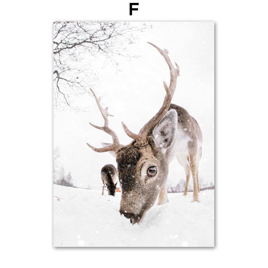 Winter Warm Home Pine Tree Deer Tiger Owl Nordic Posters And Prints Wall Art Canvas Painting Wall Pictures For Living Room Decor