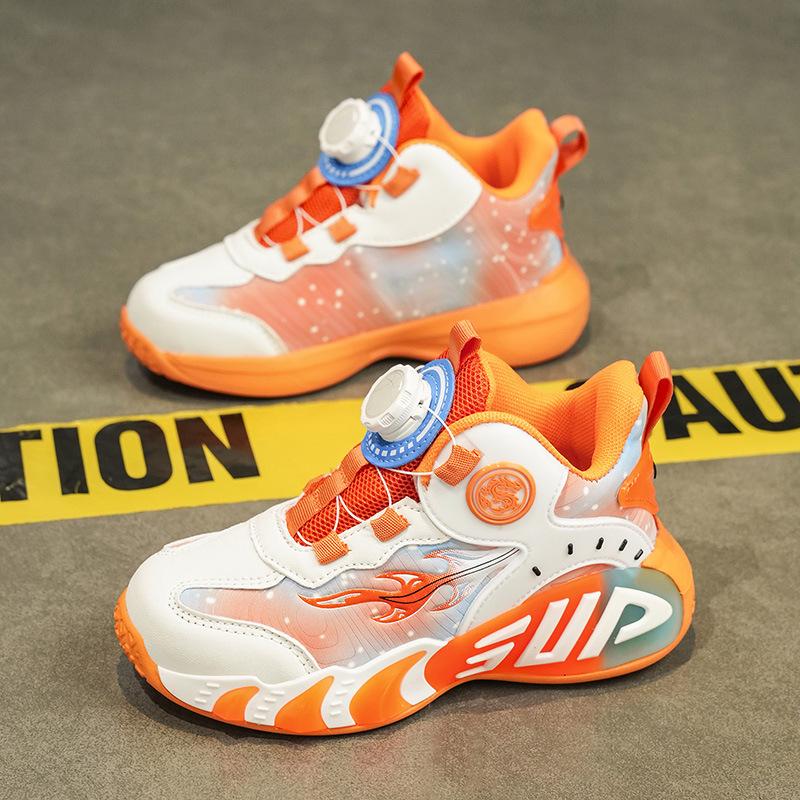 Boys' Shock-Absorbing Leather Basketball Shoes | Non-Slip, Lightweight Sports Sneakers for Big Kids, Fall/Winter 2025