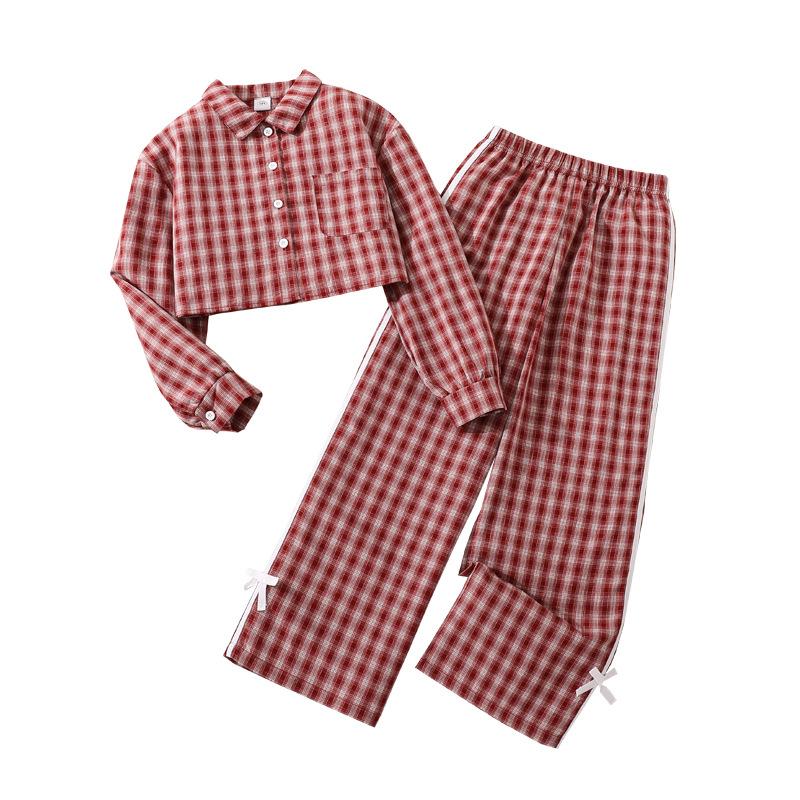 8-12J Mädchenbekleidung Kinder Frühling/Herbst Neuer Stil V-Ausschnitt Langarm Oberteil + Lässige Hose