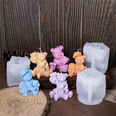 Blume haltender Teddybär Kerze Silikonform Familie Mutter Kind Bär Aromath Gips Valentinstag Form Harz Handwerk Geschenke