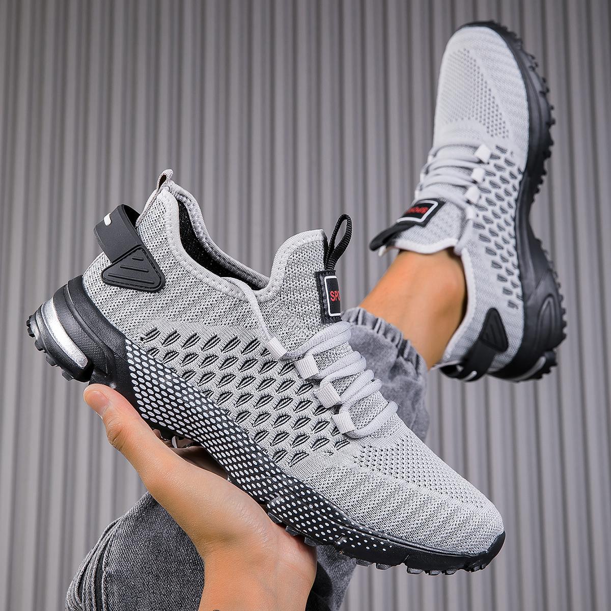 

YRZL Мужские кроссовки для бега Легкие спортивные кроссовки Амортизация Дышащие Нескользящие Кроссовки для бега трусцой Уличные тренировочные кроссовки Мужские 46 серый