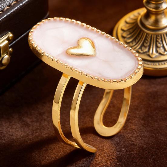 Finger Ring Oval Design Adjustable Opening Enamel Process Women Ring Multi-Symbol Design Hearts Stars Moons Pattern