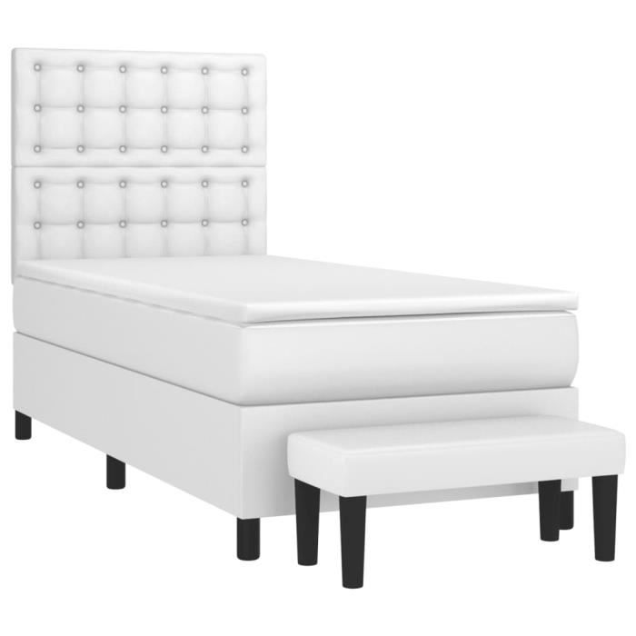 3137630 vidaXL Divan Bed with Mattress White 80x200 Cm Faux Leather