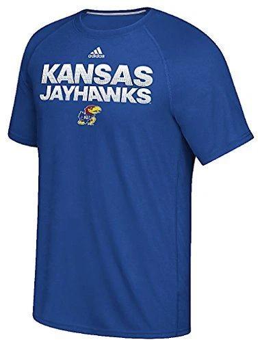Kansas Jayhawks Royal Sideline Hustle Climalite Short Sleeve Shirt by Adidas M